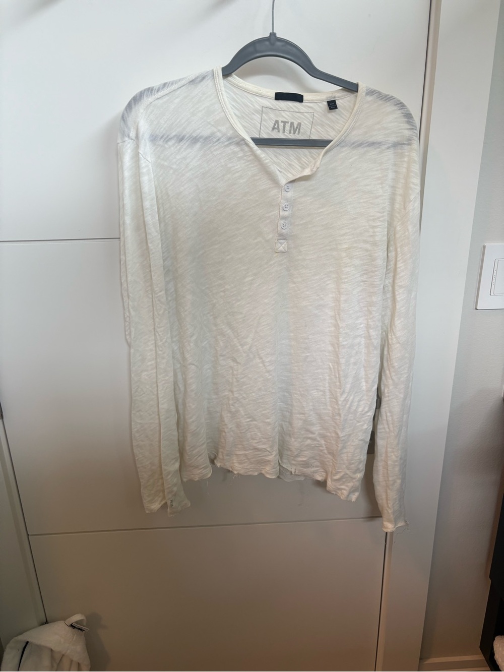 ATM Anthony Thomas Melillo Men's Off-White Long-Sleeve Henley